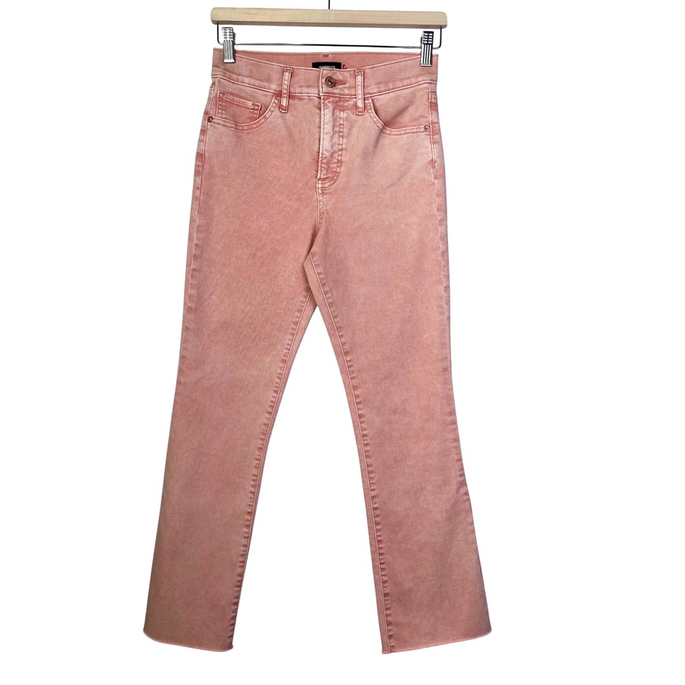 Express Jeans Women's Size 2 High Rise Cropped Bootcut Light Pink‎ Faded Look